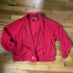 Red Women's Sweater with Button Detail